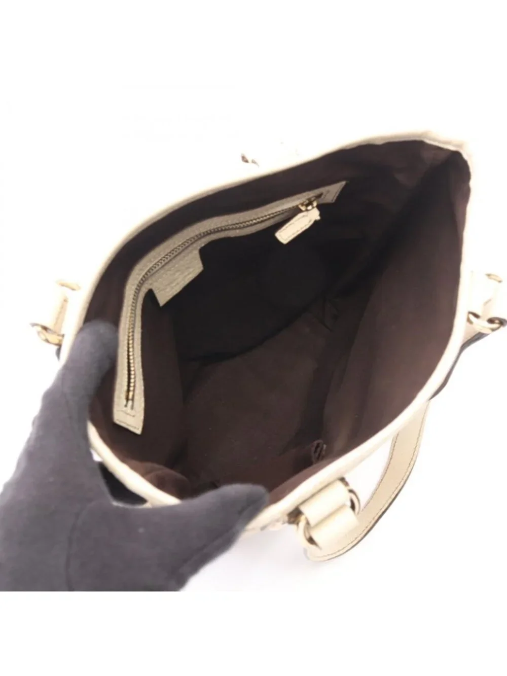 Gucci Tote Bag GG Canvas Beige Brown White